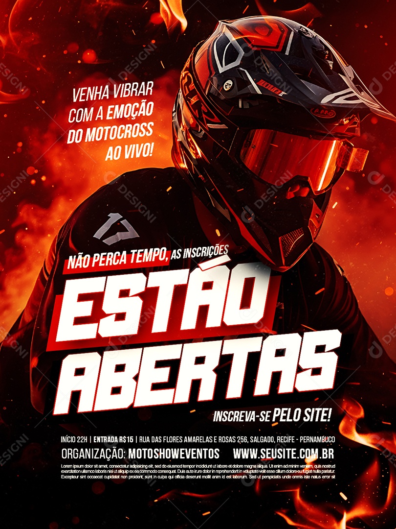 Campeonato Motocross As Incrições Estão Abertas Social Media PSD Editável