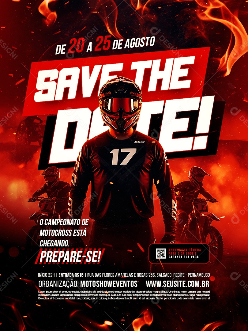 Campeonato Motocross Save The Date Social Media PSD Editável