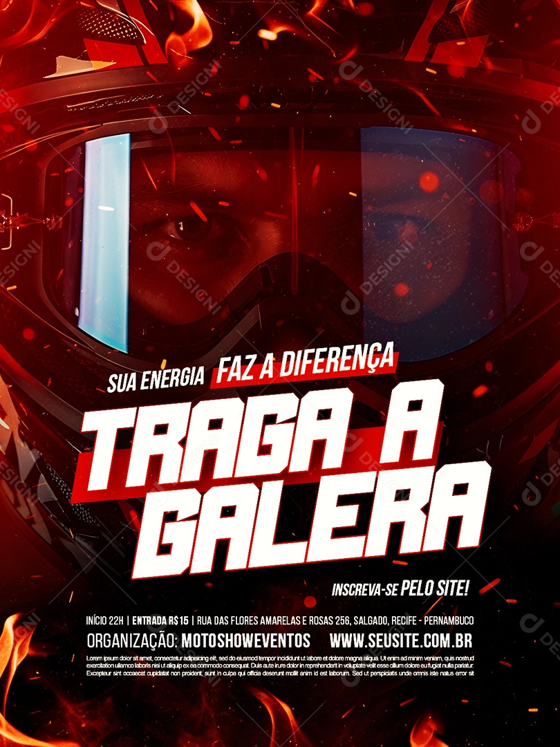 Campeonato Motocross Sua Energia Faz a Diferença Traga a Galera Social Media PSD Editável