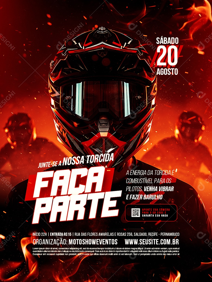 Campeonato Motocross Junte-Se a Nossa Torcida Faça Parte Social Media PSD Editável