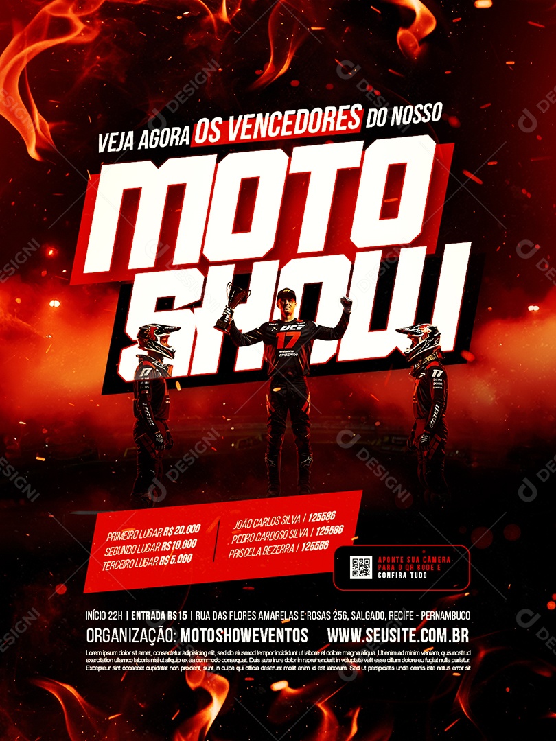 Campeonato Motocross Veja Agora Os Vencedores Social Media PSD Editável