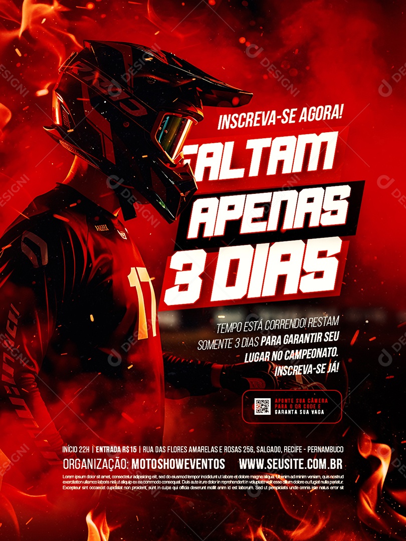 Campeonato Motocross Faltam Apenas Três Dias Social Media PSD Editável
