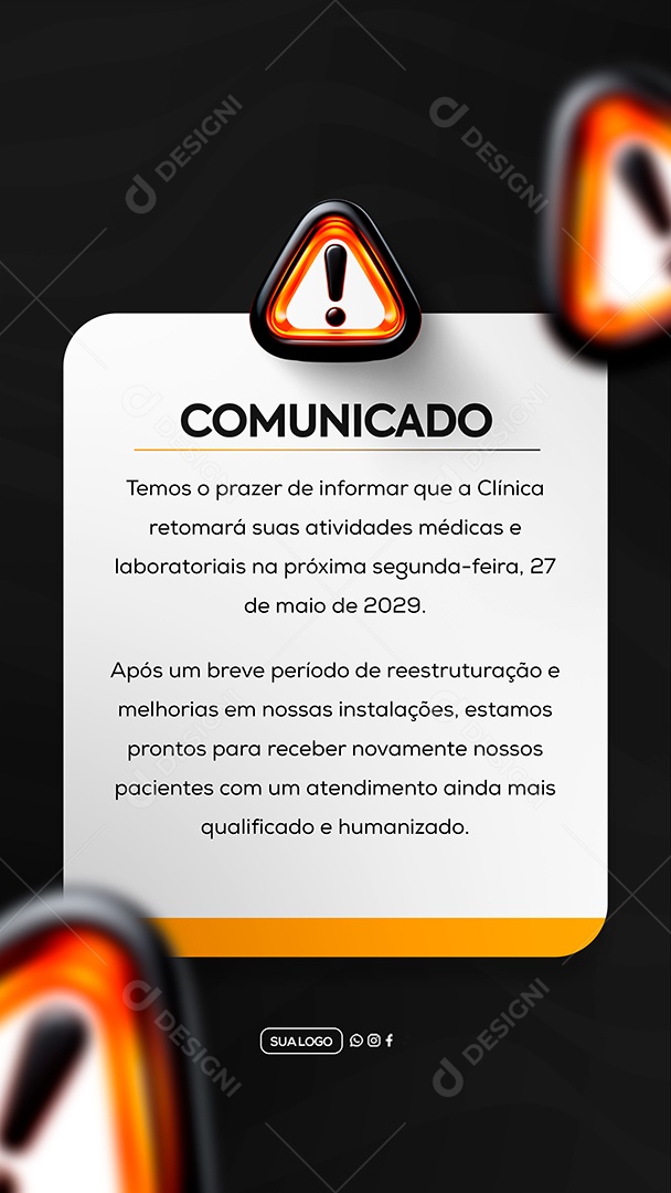 Story Comunicado Clinica Social Media PSD Editável