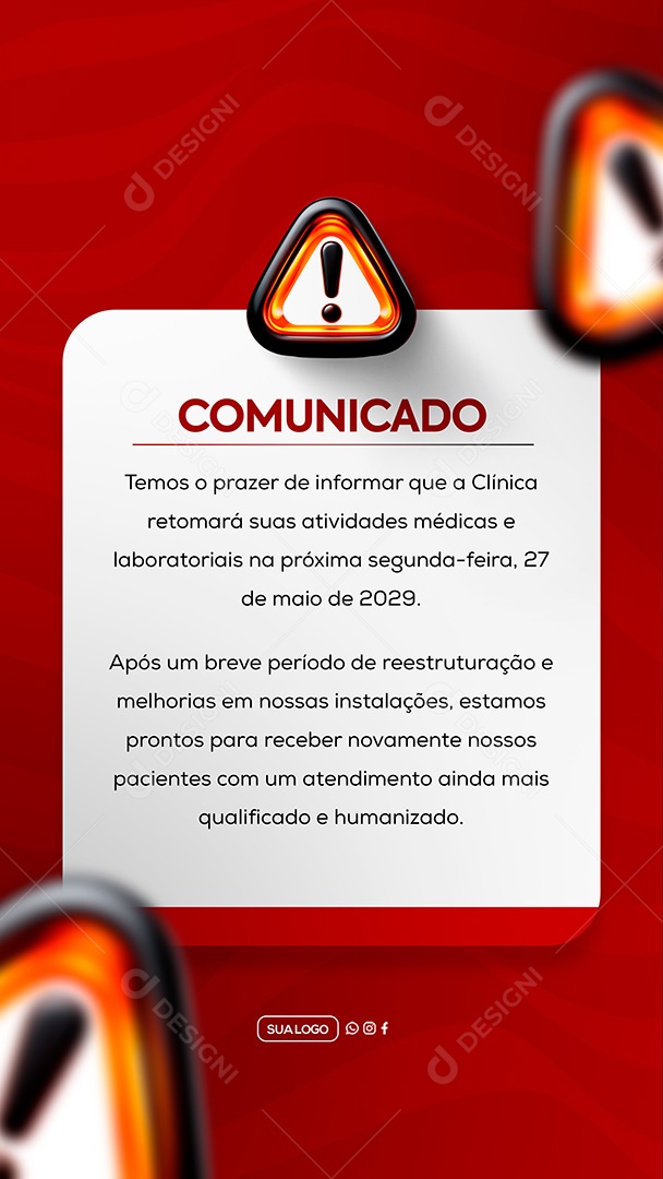 Story Comunicado Clinica Social Media PSD Editável