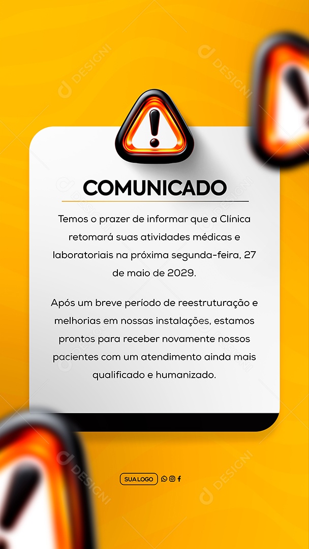 Story Comunicado Clinica Social Media PSD Editável