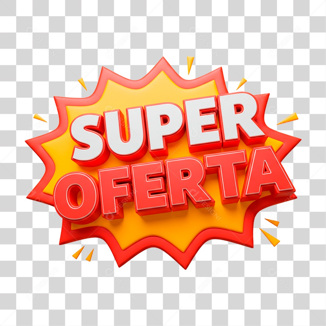 Selo 3D Super Oferta para Composição PNG Transparente