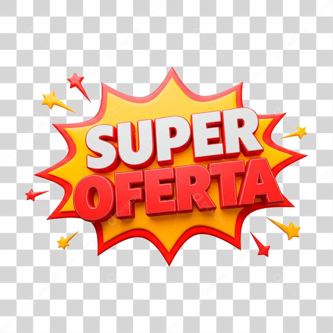 Selo 3D Super Oferta para Composição PNG Transparente
