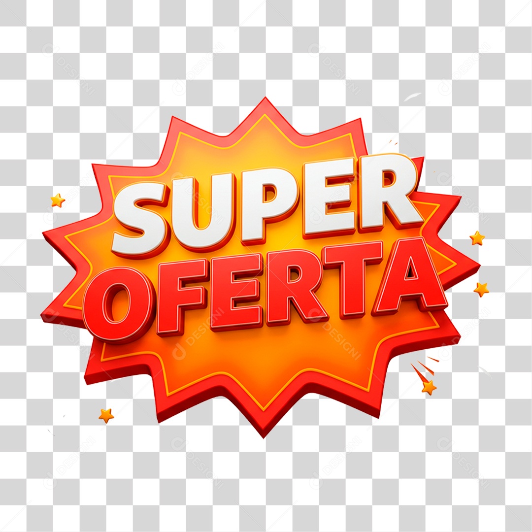 Selo 3D Super Oferta para Composição PNG Transparente