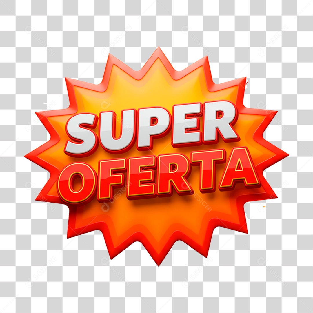 Selo 3D Super Oferta para Composição PNG Transparente