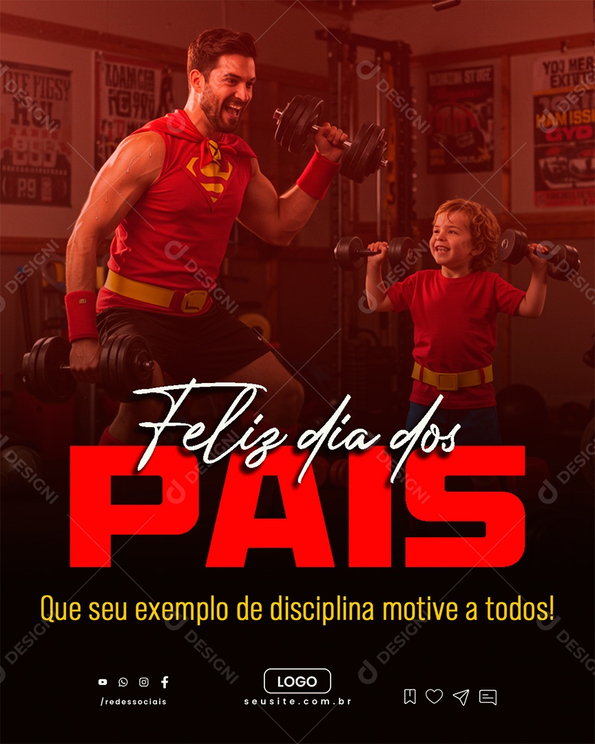 Social Media Feliz Dia dos Pais 10 de Agosto PSD Editável