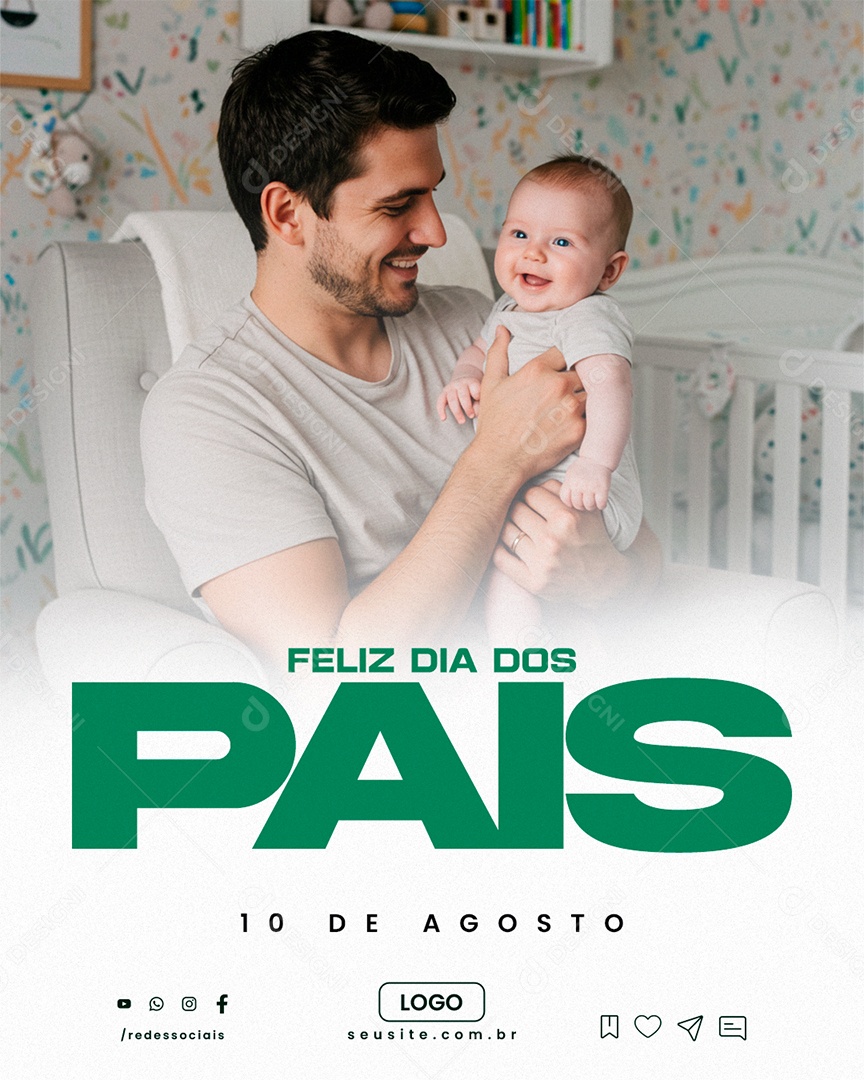 Social Media Feliz Dia dos Pais 10 de Agosto PSD Editável