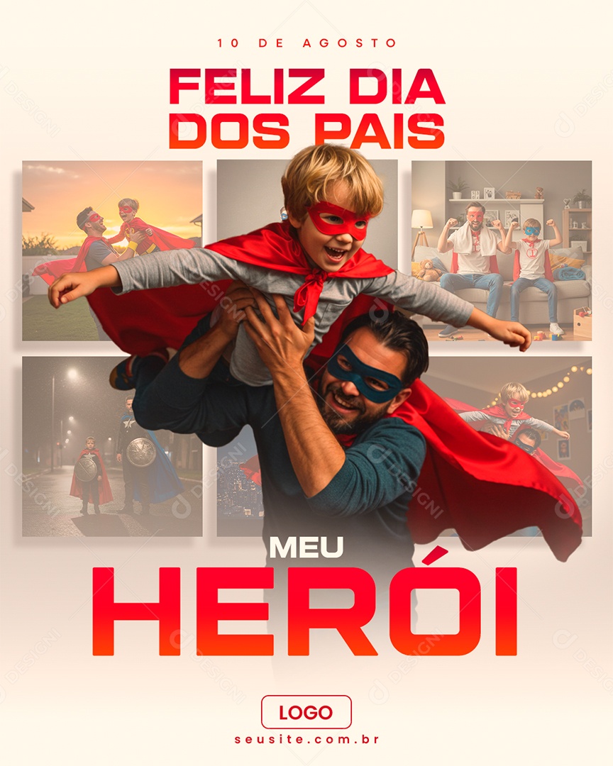 Social Media Feliz Dia dos Pais 10 de Agosto PSD Editável