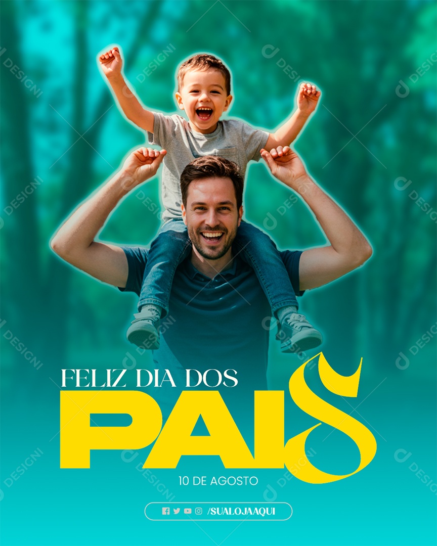 Social Media Feliz Dia dos Pais 10 de Agosto PSD Editável
