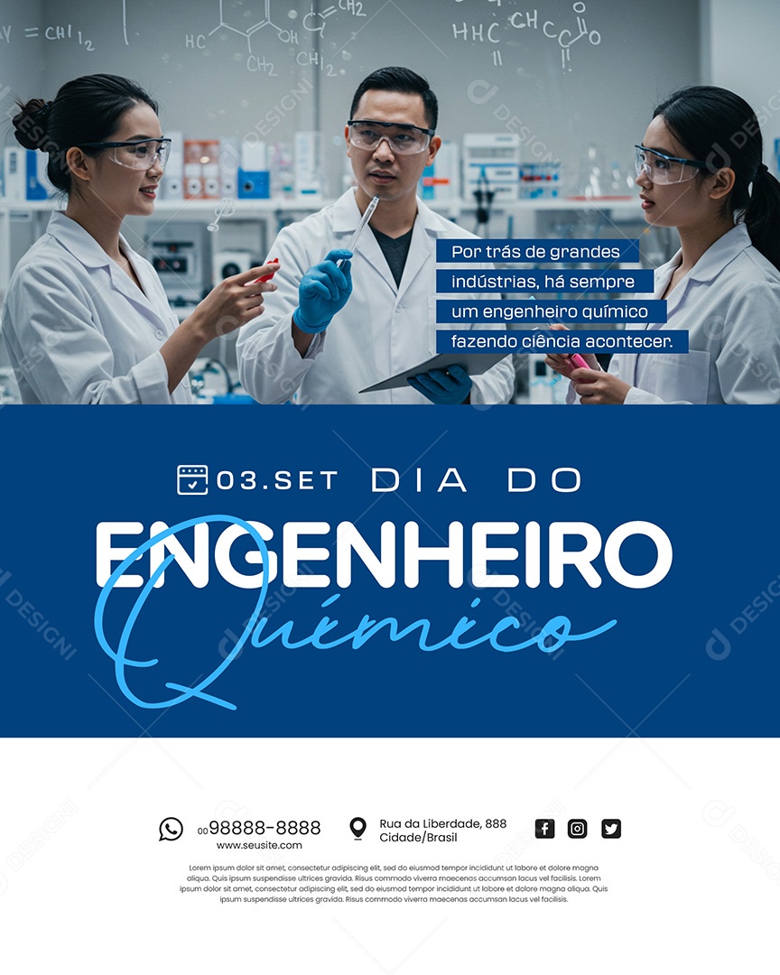 Dia Do Engenheiro Químico 20 De Setembro Social Media PSD EditávelDia Do Engenheiro Químico 20 De Setembro Parabéns Social Media PSD Editável
