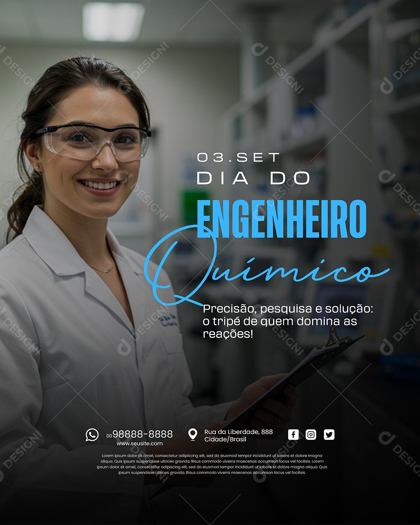 Dia Do Engenheiro Químico 20 De Setembro Parabéns Social Media PSD Editável