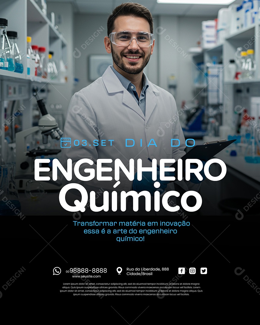 Dia Do Engenheiro Químico 20 De Setembro Parabéns Social Media PSD Editável