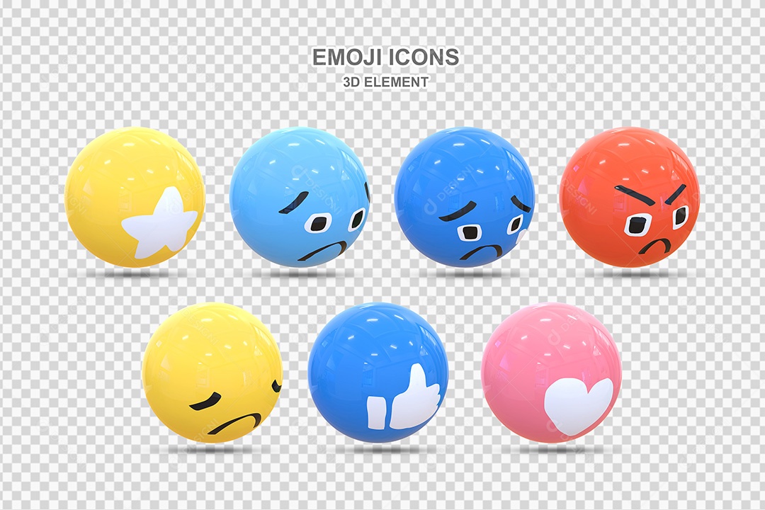 Elemento 3D Conjunto de Emojis Para Composição PSD