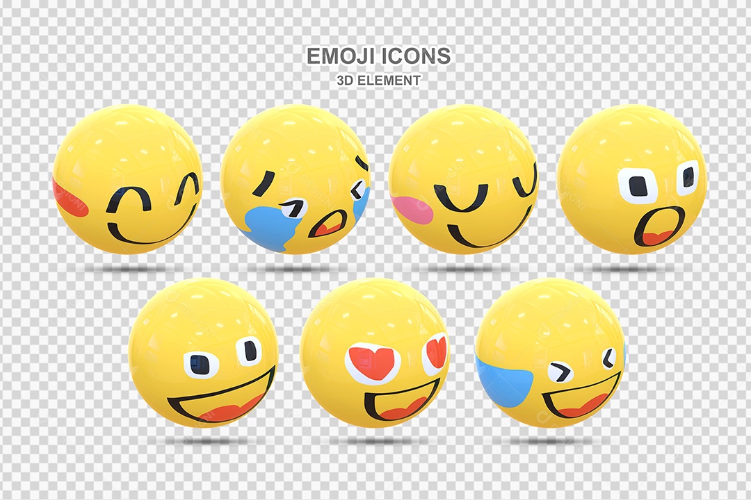 Elemento 3D Conjunto de Emojis Para Composição PSD