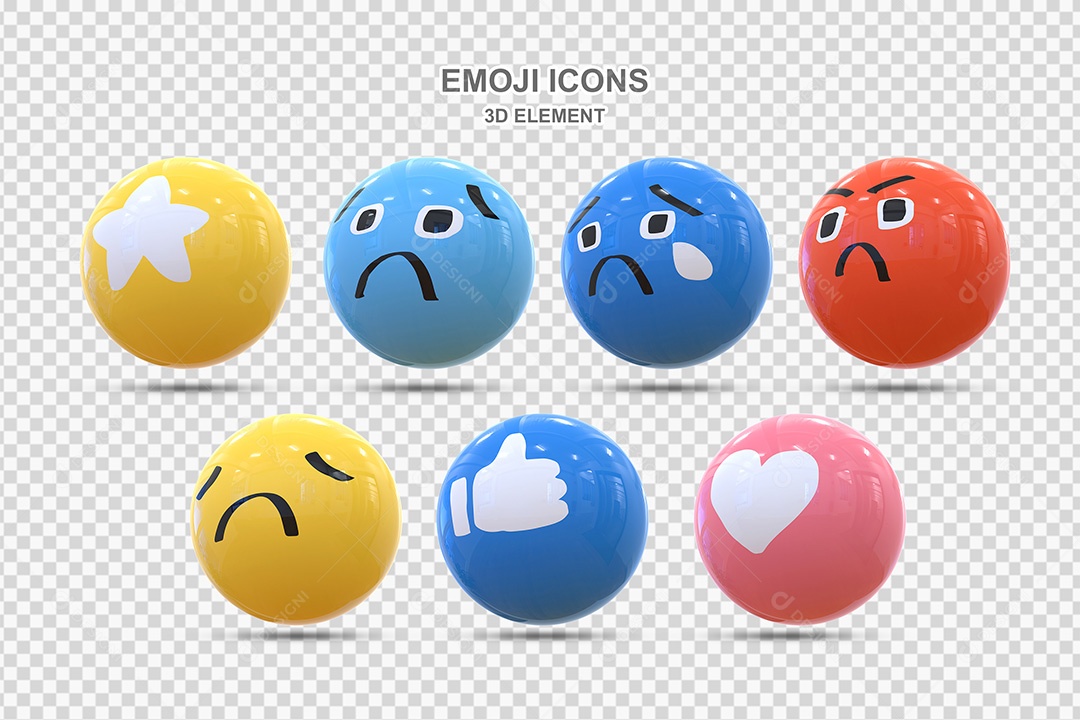 Elemento 3D Conjunto de Emojis Para Composição PSD