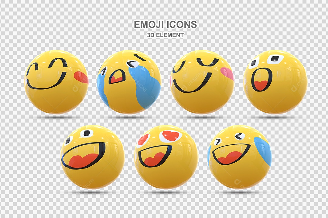 Elemento 3D Conjunto de Emojis Para Composição PSD