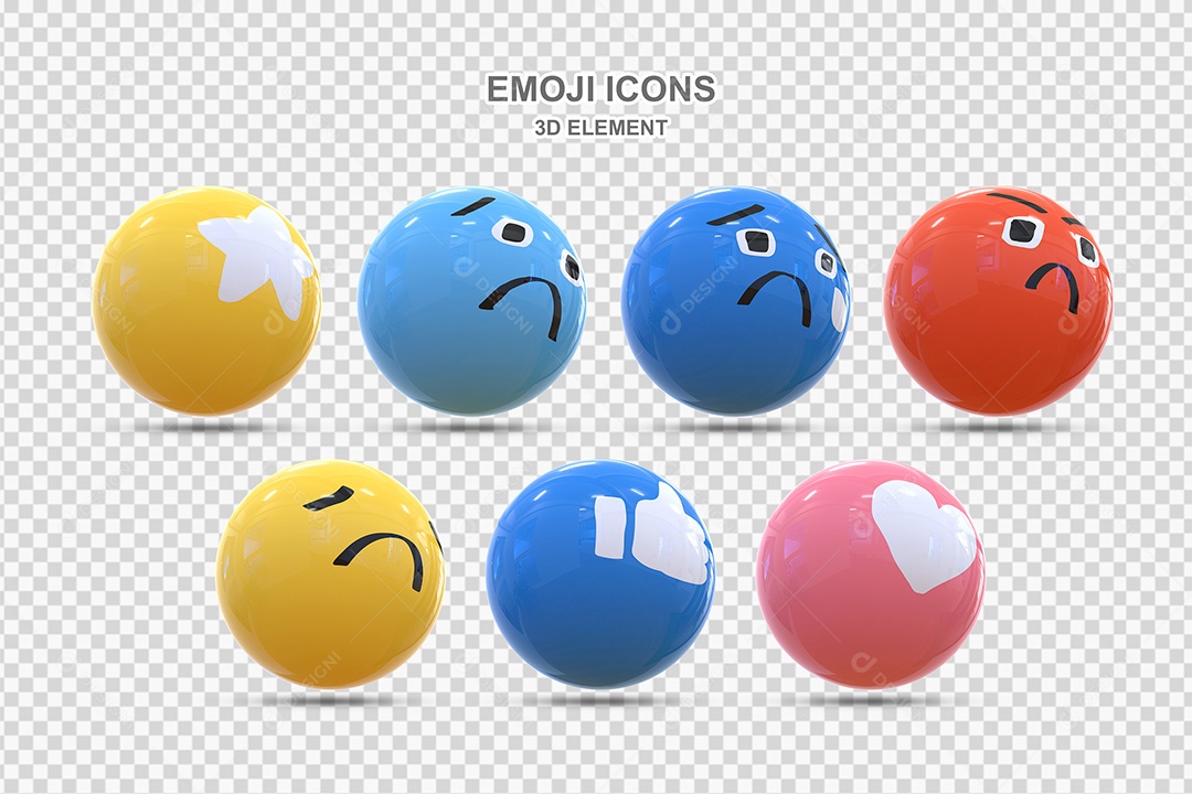 Elemento 3D Conjunto de Emojis Para Composição PSD