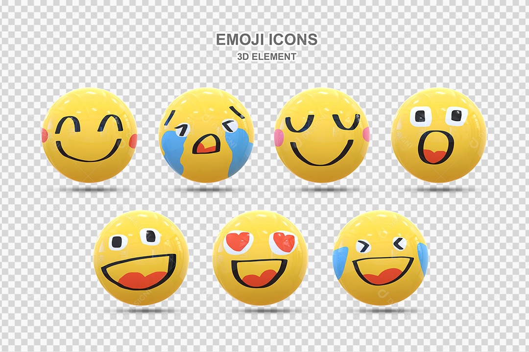 Elemento 3D Conjunto de Emojis Para Composição PSD