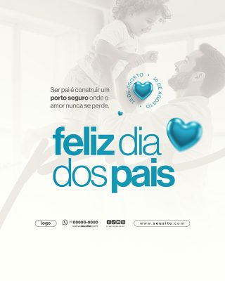 Feliz Dia Dos Pais 11 de Agosto Social Media PSD Editável