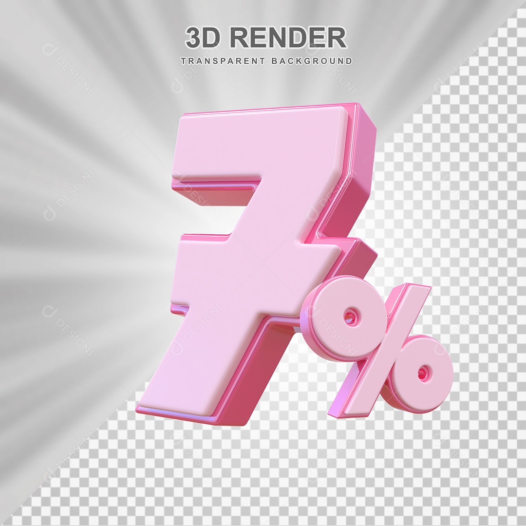 Elemento 3D Número 7% Rosa Para Composição PSD