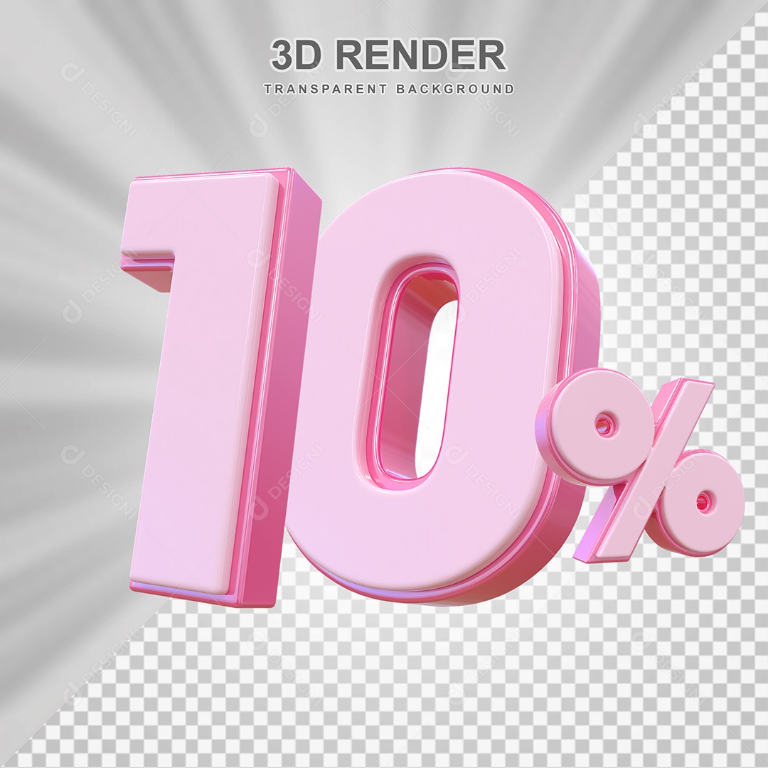 Elemento 3D Número 10% Rosa Para Composição PSD