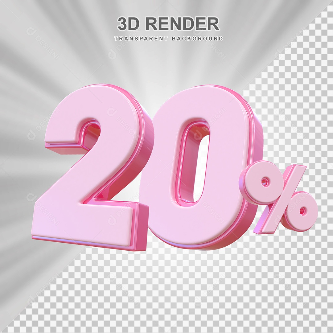 Elemento 3D Número 20% Rosa Para Composição PSD