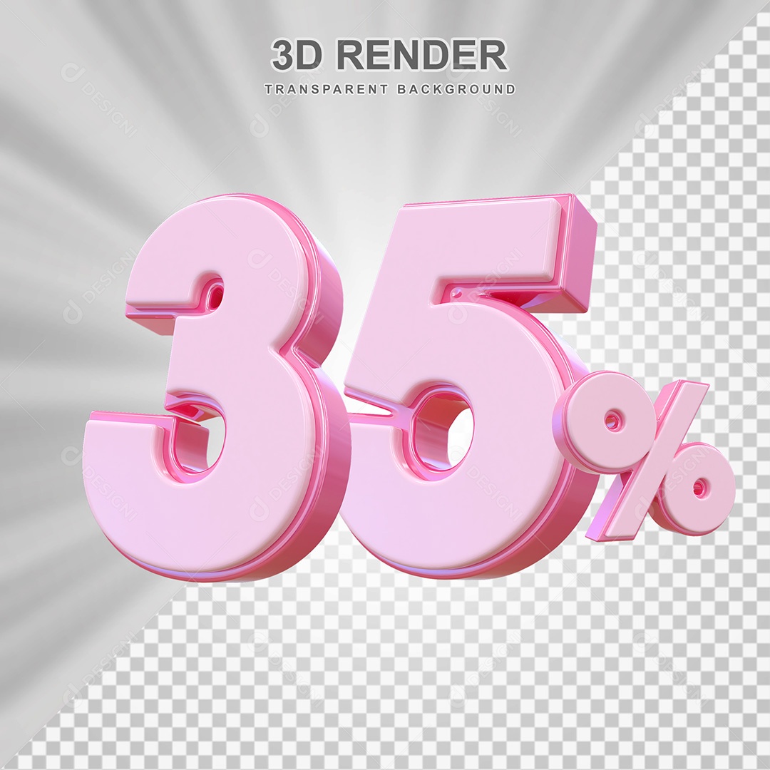 Elemento 3D Número 35% Rosa Para Composição PSD