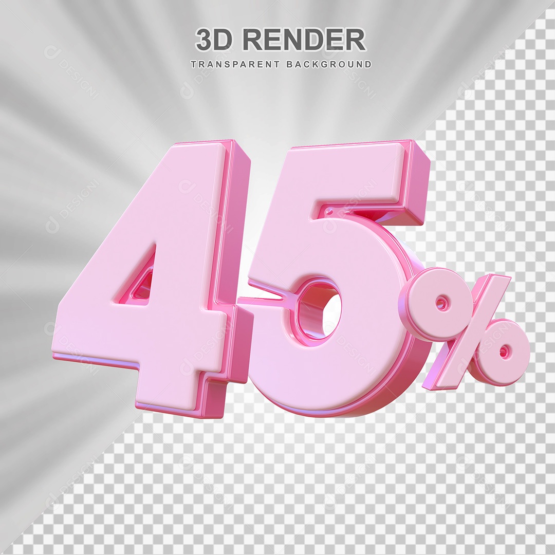 Elemento 3D Número 45% Rosa Para Composição PSD