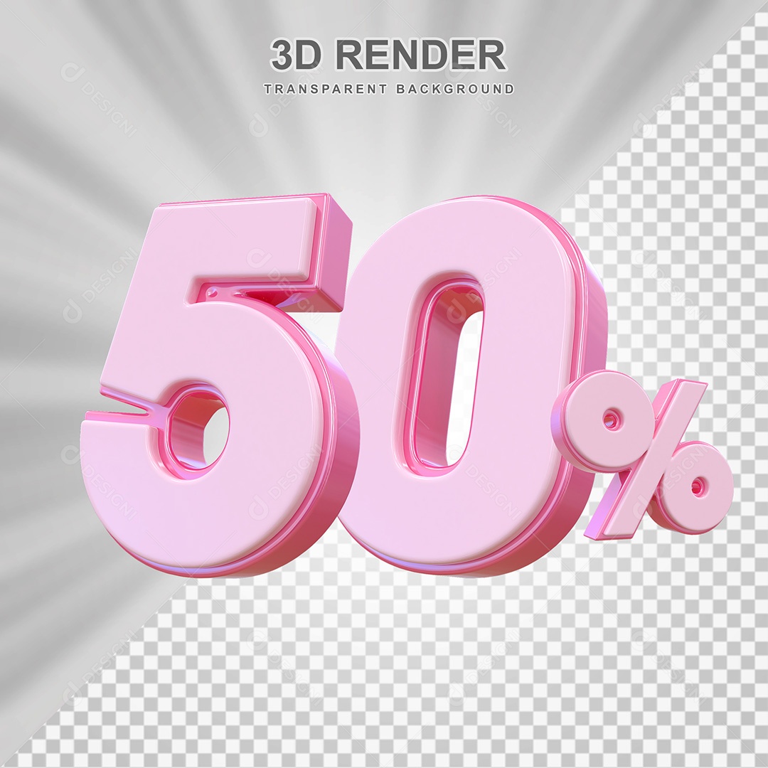 Elemento 3D Número 50% Rosa Para Composição PSD