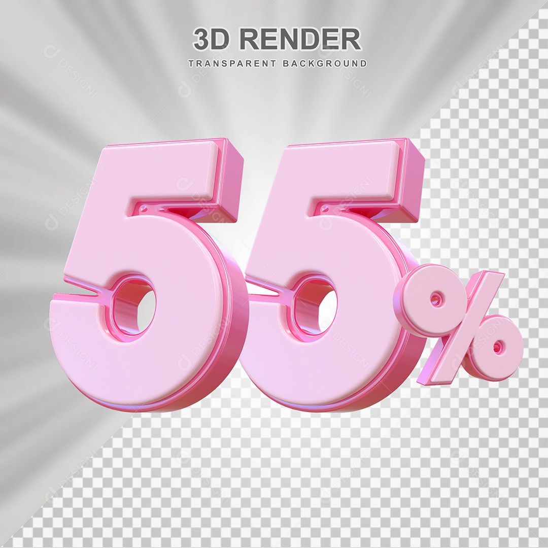 Elemento 3D Número 55% Rosa Para Composição PSD