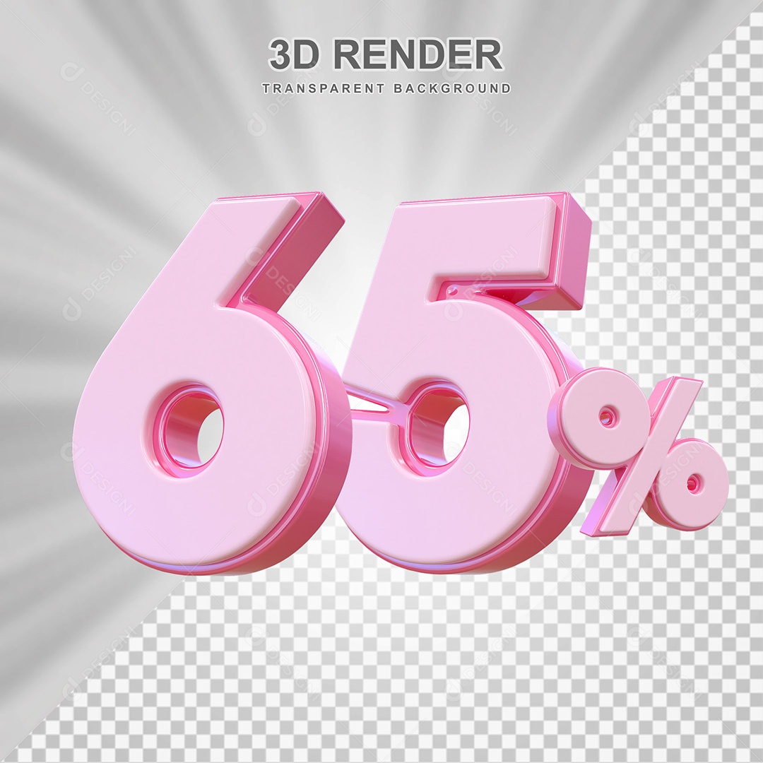 Elemento 3D Número 65% Rosa Para Composição PSD