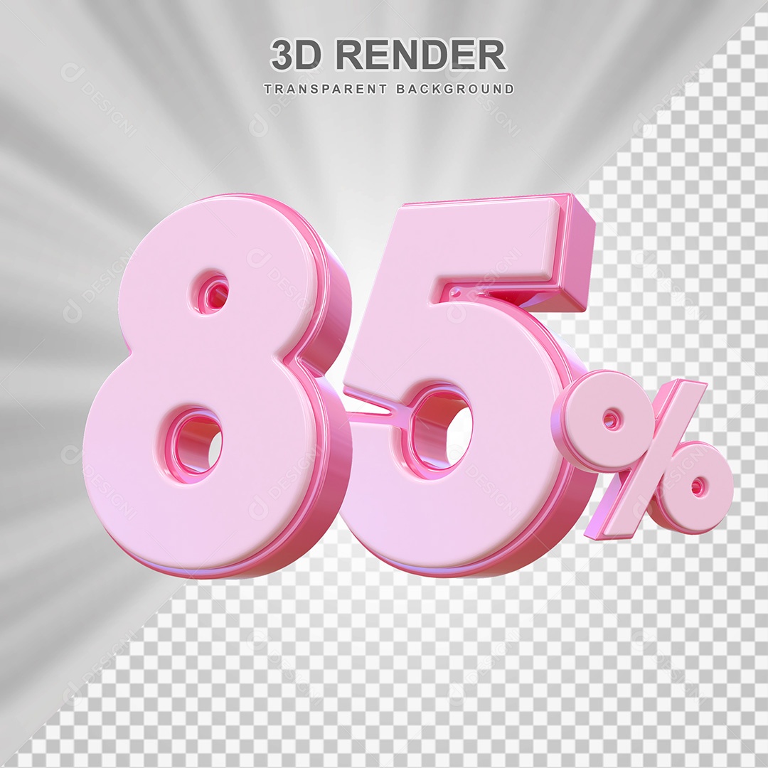 Elemento 3D Número 85% Rosa Para Composição PSD