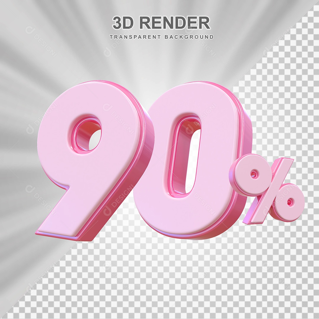 Elemento 3D Número 90% Rosa Para Composição PSD