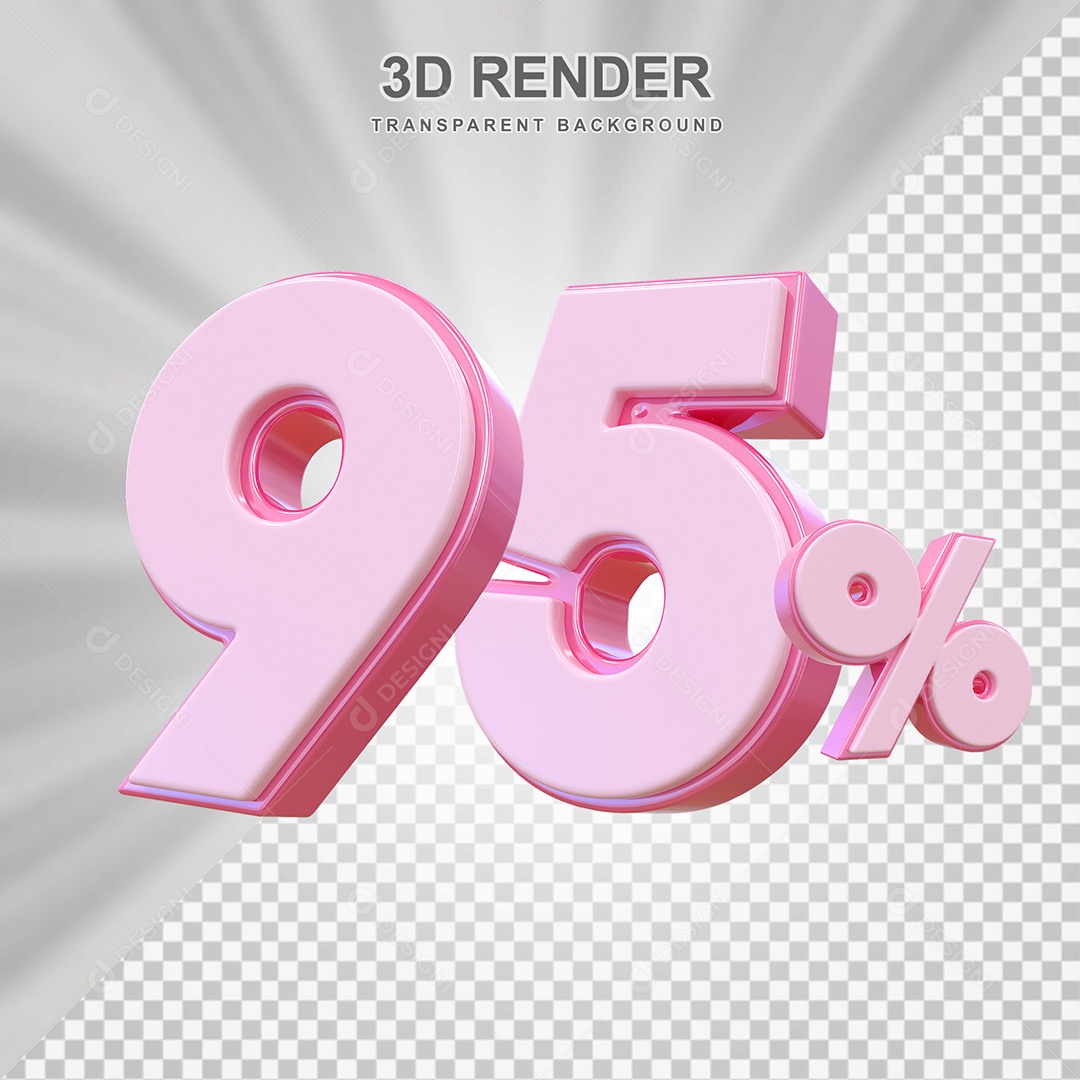 Elemento 3D Número 95% Rosa Para Composição PSD