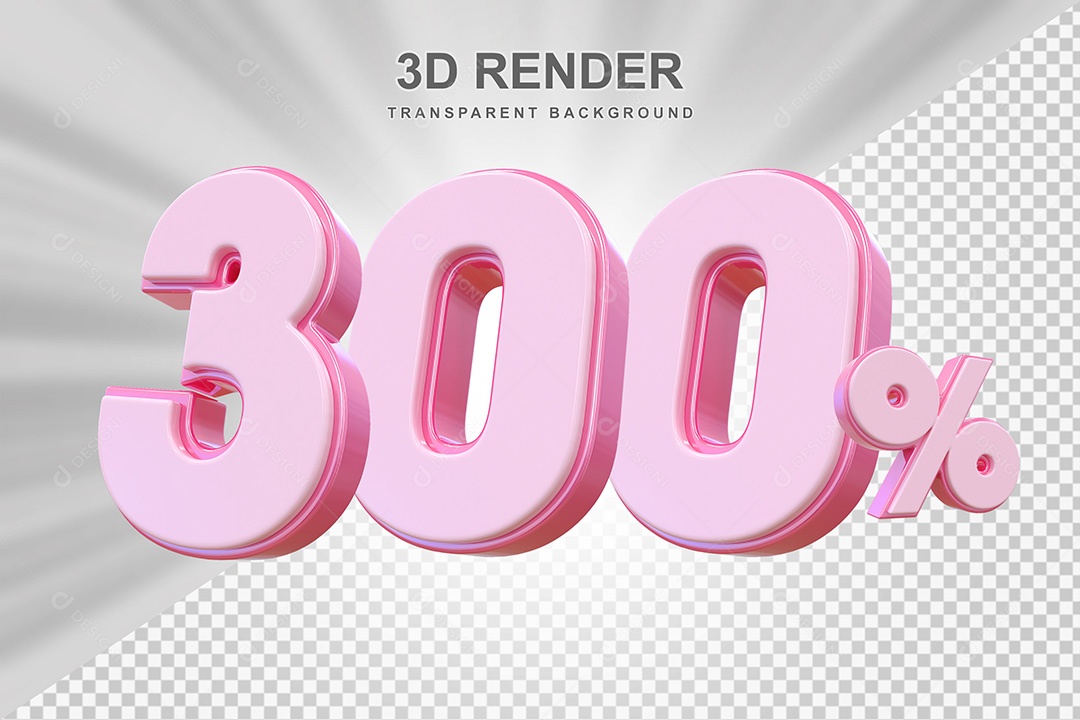 Elemento 3D Número 300% Rosa Para Composição PSD