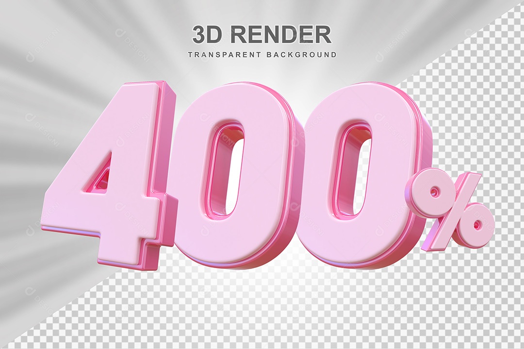 Elemento 3D Número 400% Rosa Para Composição PSD