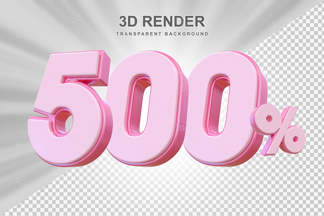 Elemento 3D Número 500% Rosa Para Composição PSD