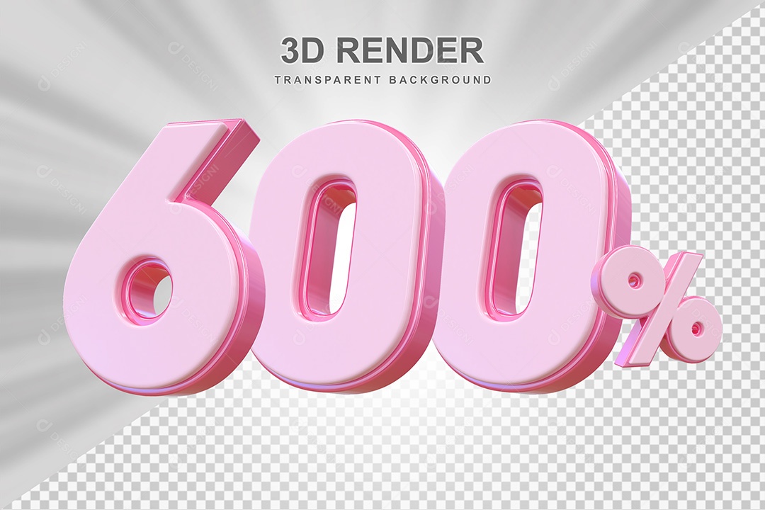 Elemento 3D Número 600% Rosa Para Composição PSD