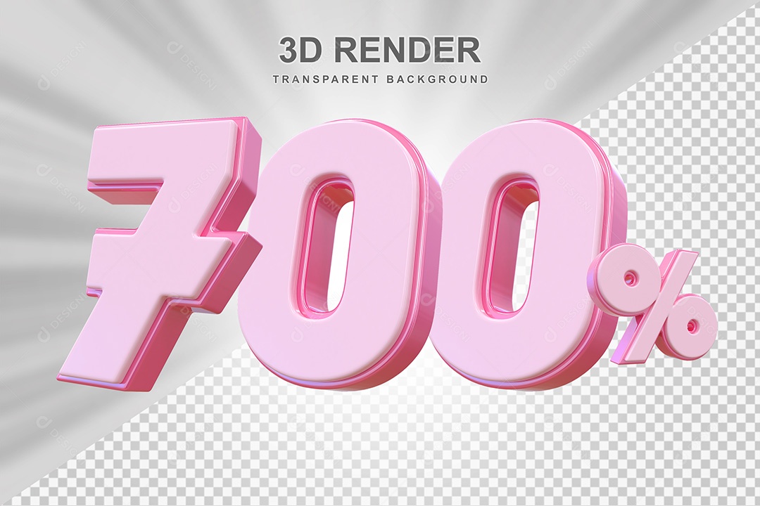 Elemento 3D Número 700% Rosa Para Composição PSD