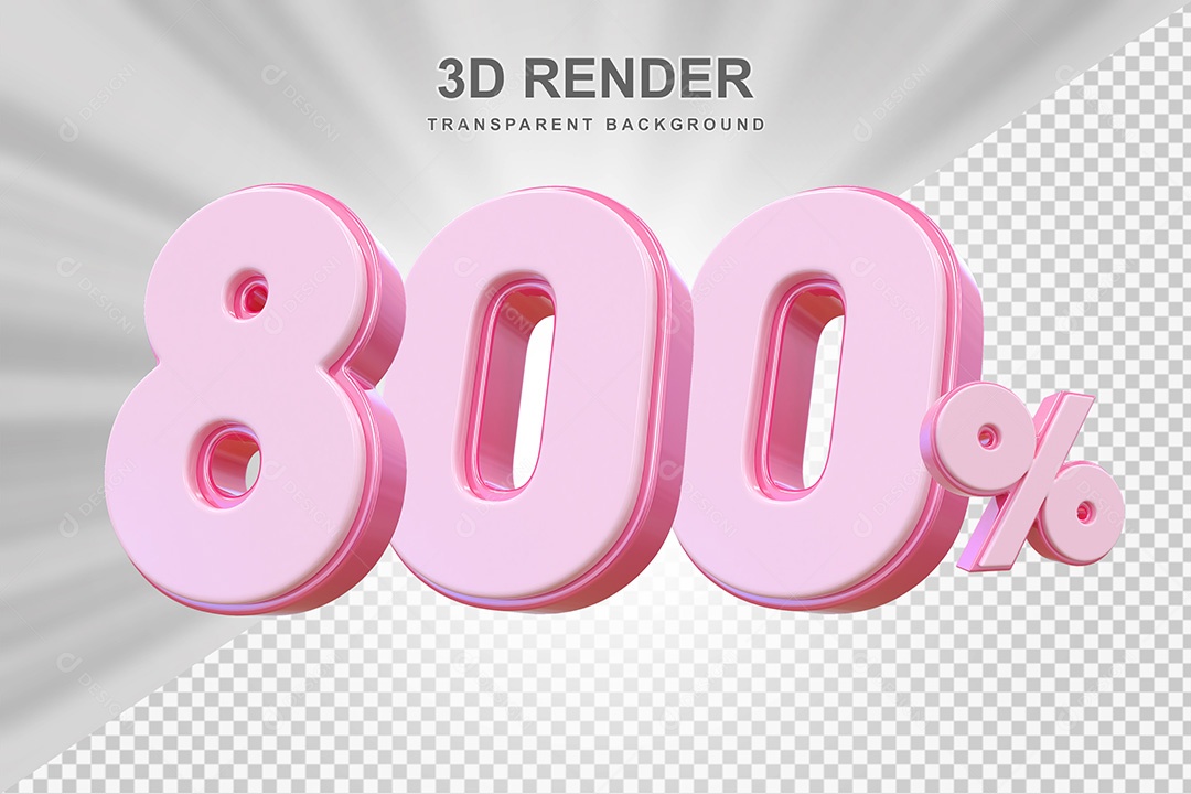 Elemento 3D Número 800% Rosa Para Composição PSD
