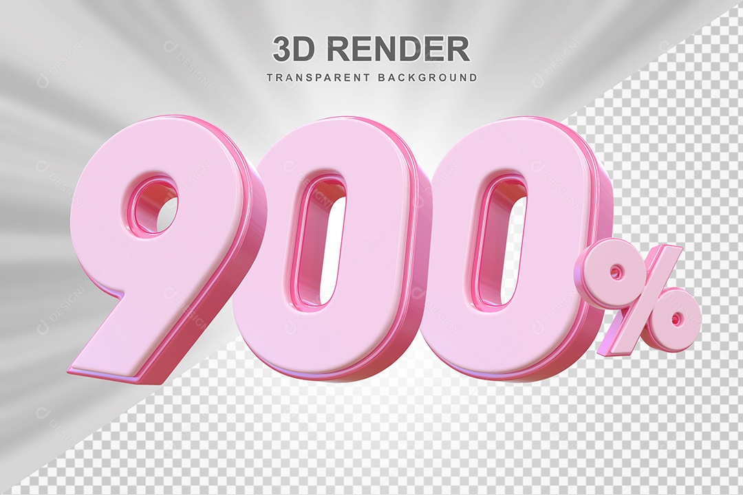 Elemento 3D Número 900% Rosa Para Composição PSD