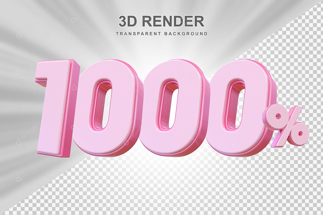 Elemento 3D Número 1000% Rosa Para Composição PSD