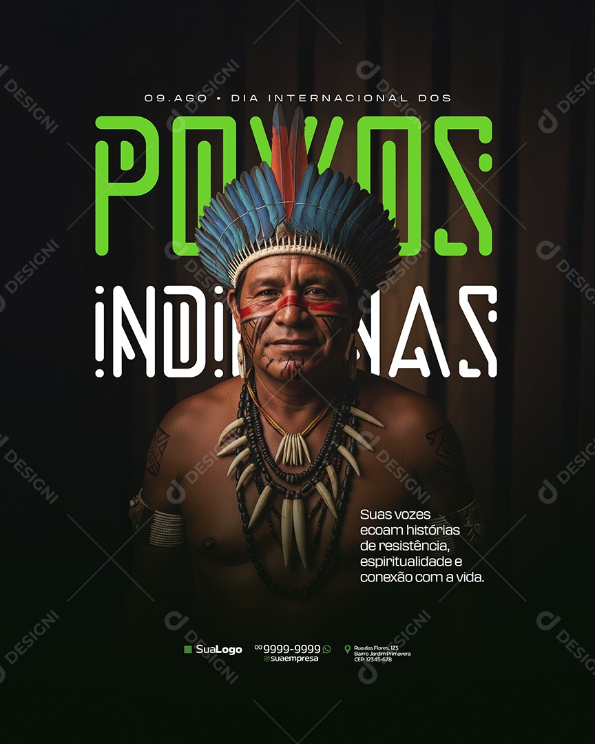 Dia Internacional dos Povos Indígenas 9 de Agosto Social Media PSD Editável