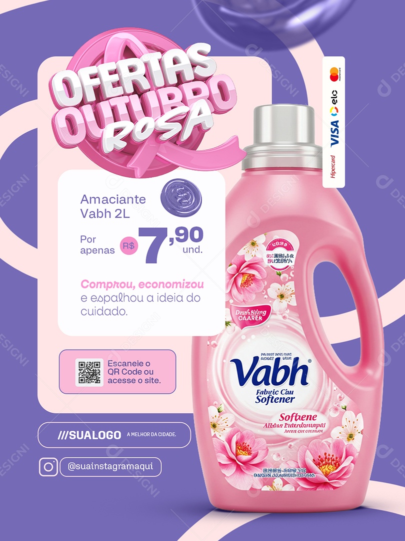 Ofertas Outubro Rosa Supermercado Amaciante Comprou Economizou Social Media PSD Editável