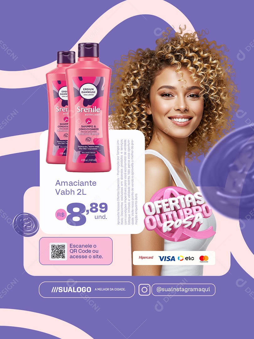 Ofertas Outubro Rosa Supermercado Amciante Social Media PSD Editável