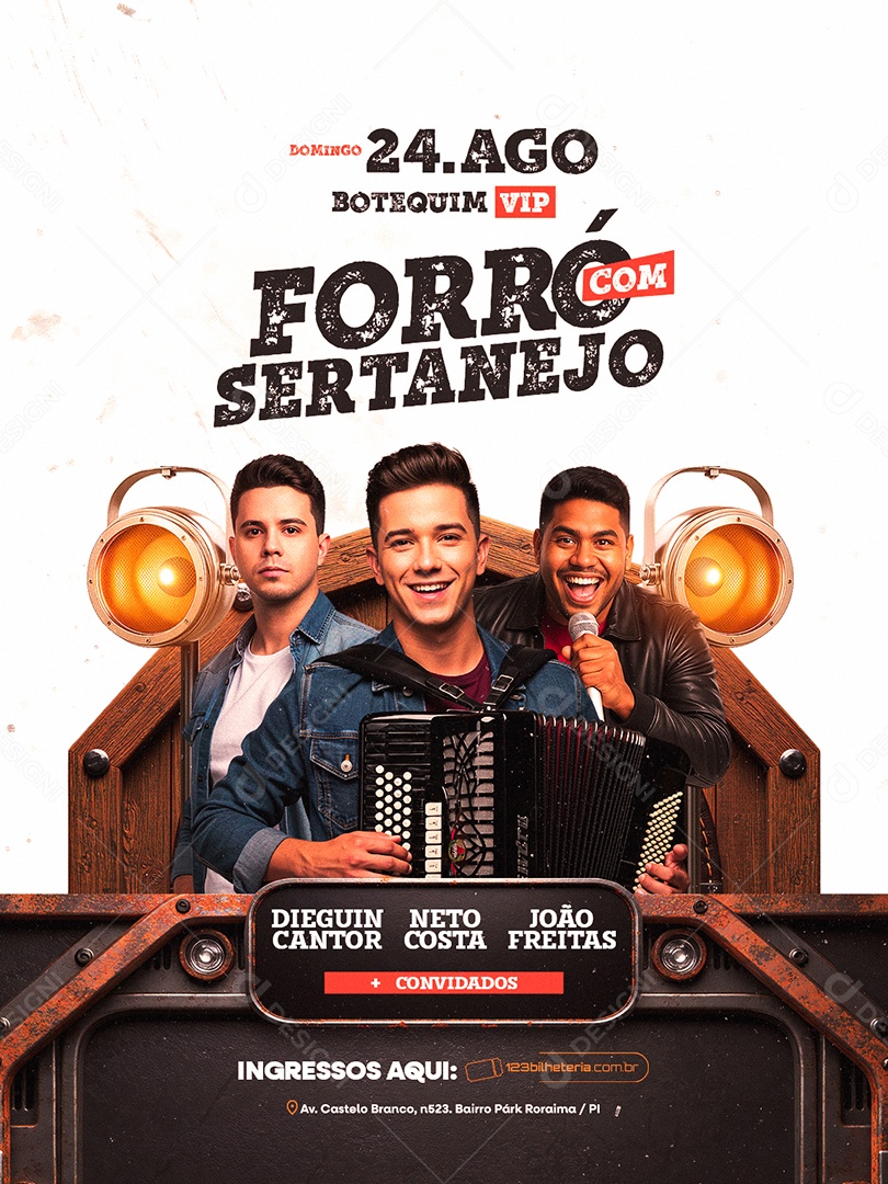 Flyer Botequim Vip Forró com Sertanejo Social Media PSD Editável